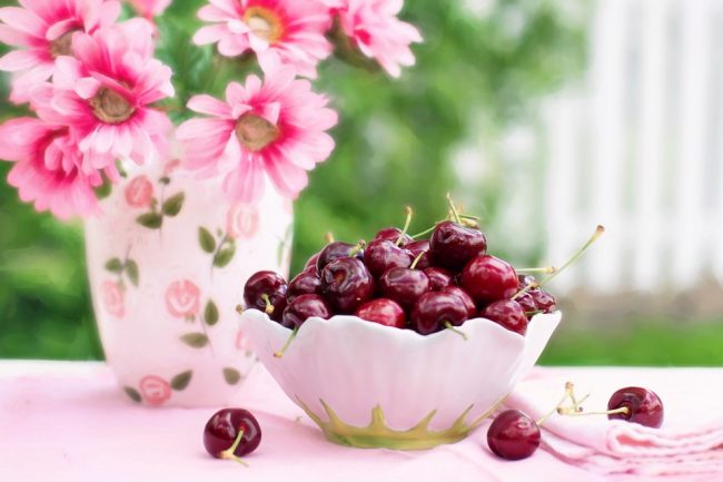 Summer Breakfast Cherries In A Bowl Fruit